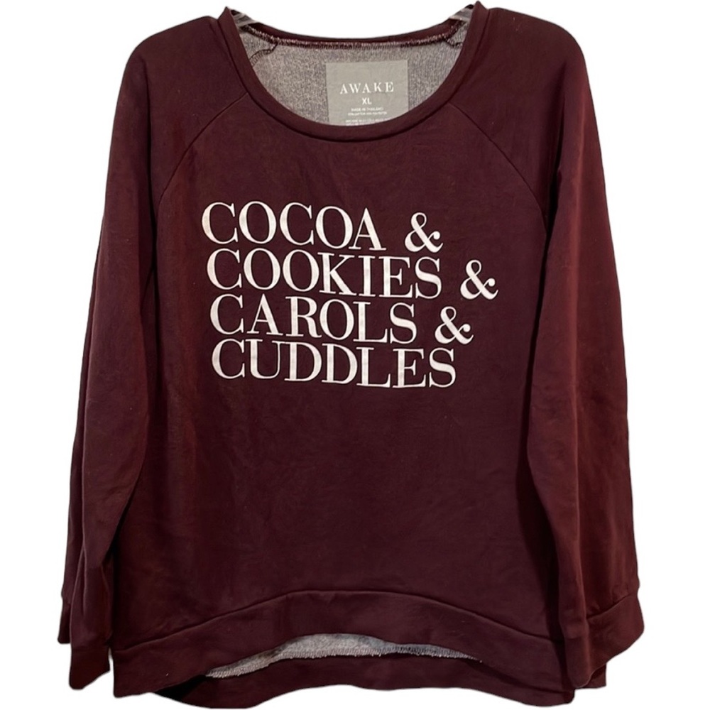 XL Juniors Cocoa, Cookies, Carols & Cuddles High-low Sweatshirt